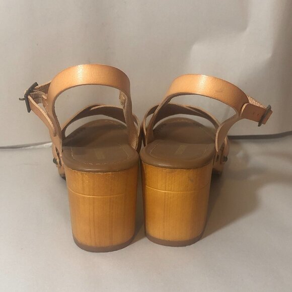 CUSHIONAIRE Sandals Women's Size 9 Honey Slate Faux Wood Block Heel - Picture 5 of 12
